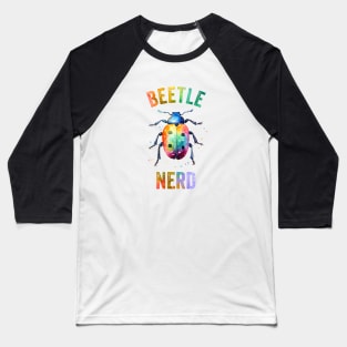 Colorful Watercolor Beetle Nerd Baseball T-Shirt